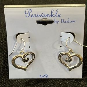 Heart earrings, silver with black antiquing